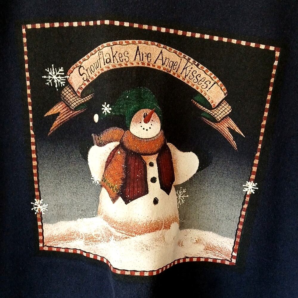 Vintage Snowman Snowflakes Are Angel Kisses Sweatshirt - Picture 2 of 4